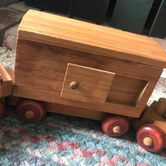 Antique Montgomery Schoolhouse Large Wooden Train from 80’s Large - Picture 3 of 10